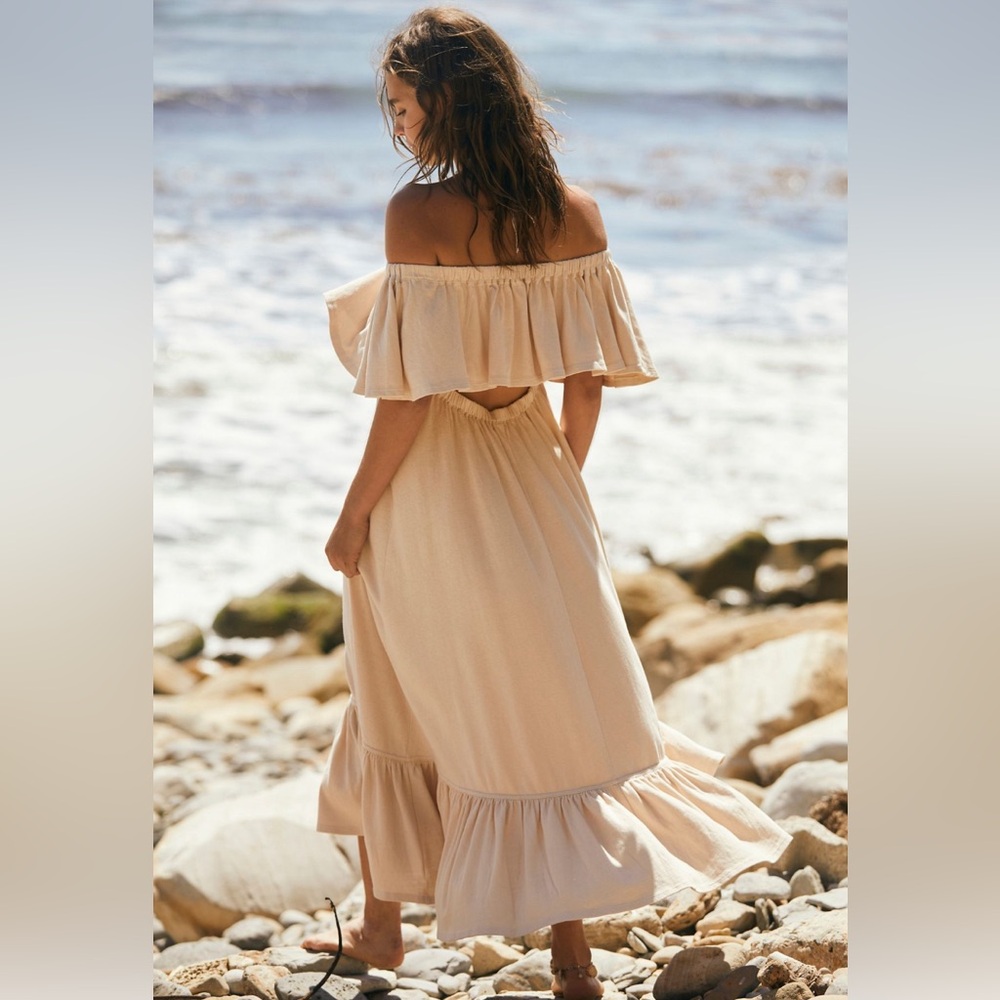 Free People Lynne Midi in Bleached Sand size Medium NWT